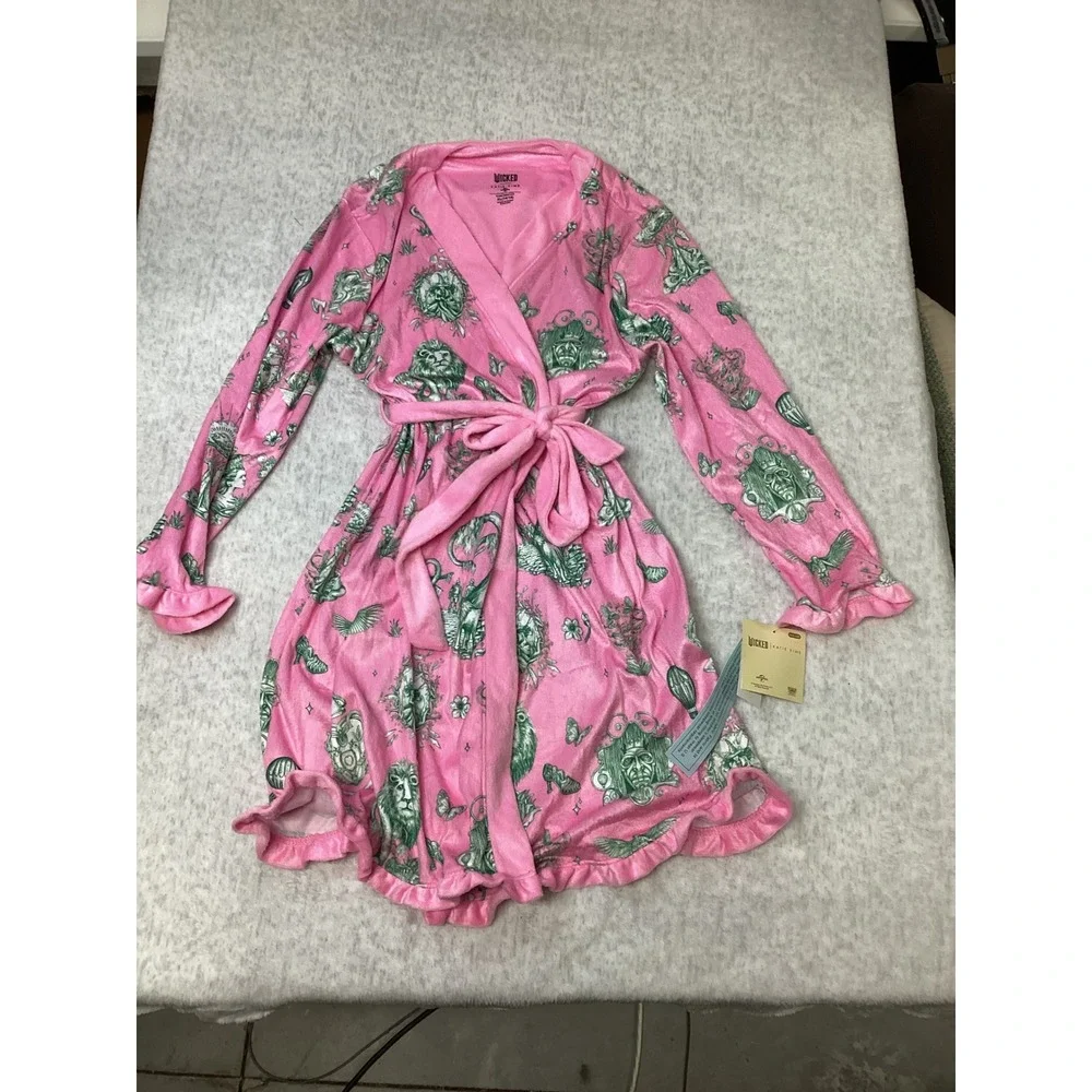 Wicked x Katie Kime‎ Girls Pink Green Wizard Oz Wicked Plush Robe XL 14/16 New